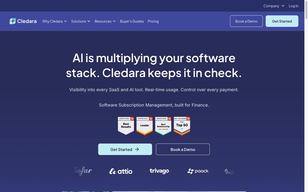 Cledara virtual-card SaaS spend management dashboard